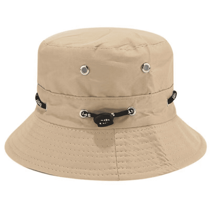 Unisex Outdoor Sun Protection Bucket Hat - Casual Beige Fisherman Style