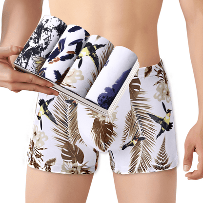 Freyr Men's 4-Pack Comfortable Breathable Mid-Waist Polyester Spandex Boxer Briefs