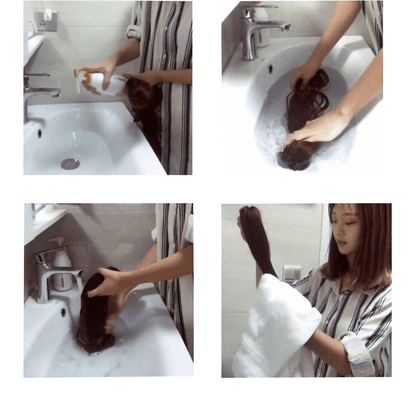 FBK Long Wavy Ombre Synthetic Wig: 26-Inch Black to Brown Gradient