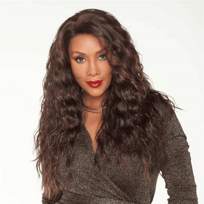 FBK Lady Dark Brown Curly Long Synthetic Wig - 26 Inch Fashion Hairpiece