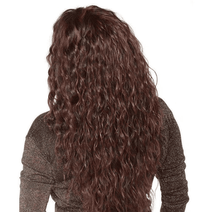 FBK Lady Dark Brown Curly Long Synthetic Wig - 26 Inch Fashion Hairpiece