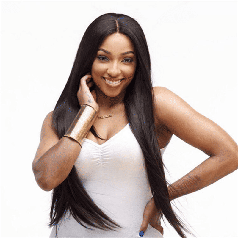 FBK Long Straight Synthetic Middle-Part Wig for Women