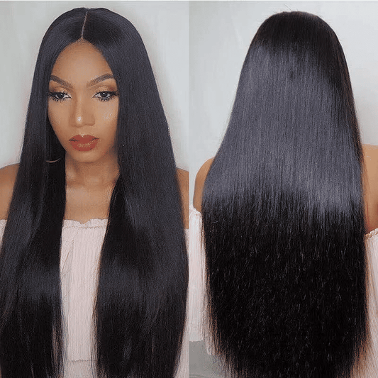 FBK Long Straight Synthetic Middle-Part Wig for Women