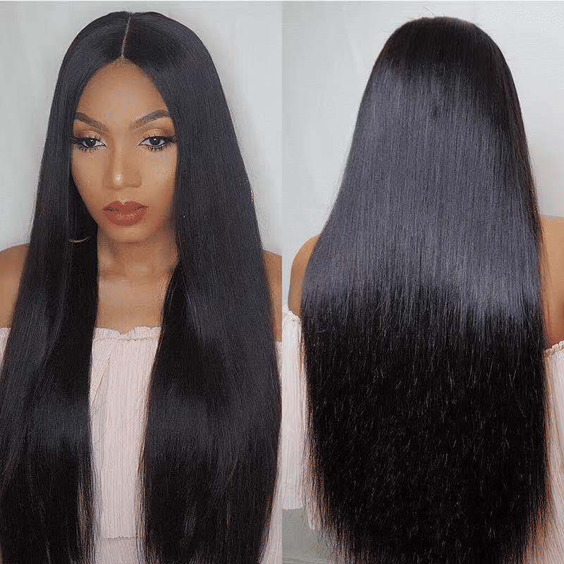 FBK Long Straight Synthetic Middle-Part Wig for Women