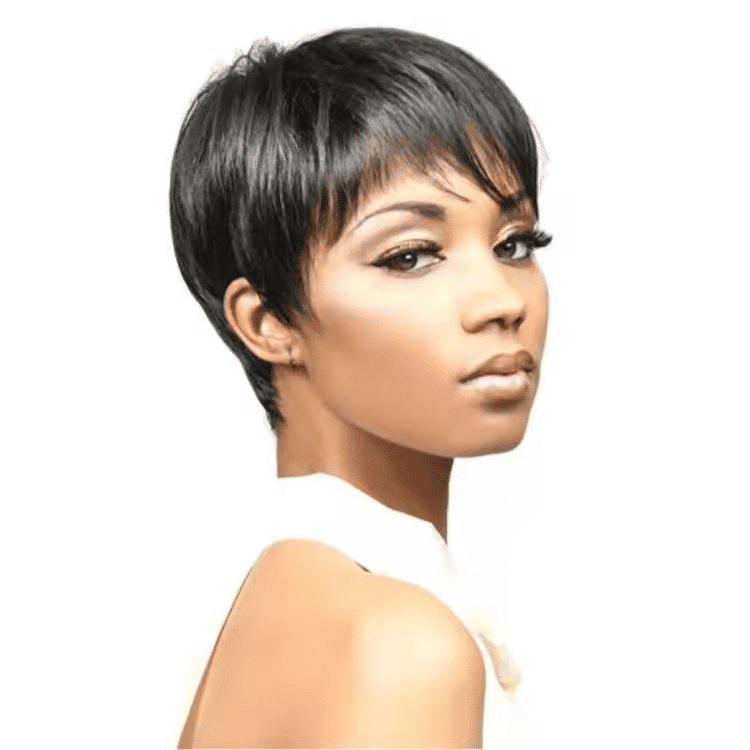 FBK Chic Black Short Pixie Cut Synthetic Wig for Women, Natural Look