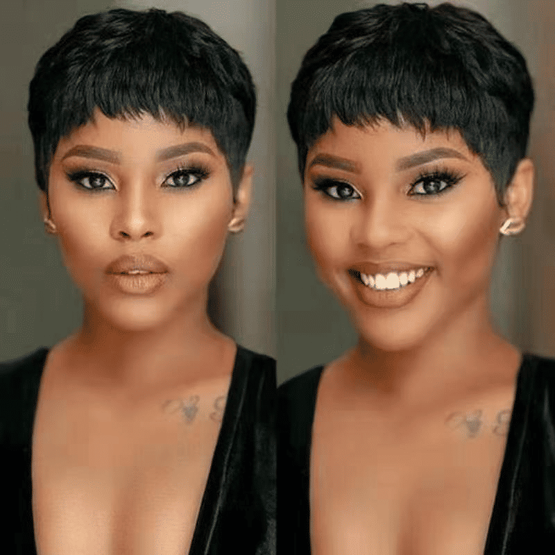 FBK Chic Black Short Pixie Cut Synthetic Wig for Women, Natural Look
