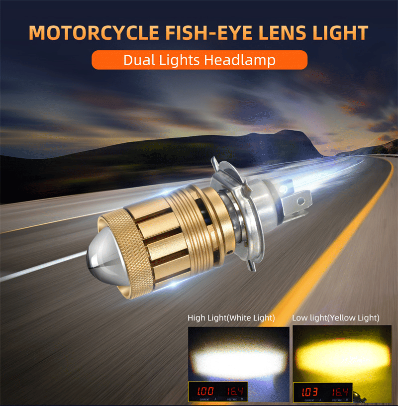 RV11 Bi-LED Motorcycle Headlight Bulb H4 32W 16000 Lumens Dual Color