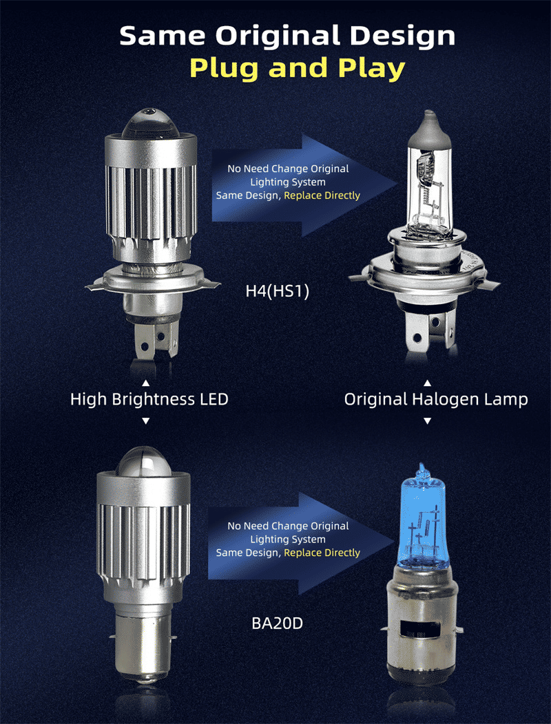 V10 Motorcycle LED Headlight Bulb: 12000Lm Dual-Color 24W Hi/Lo Beam