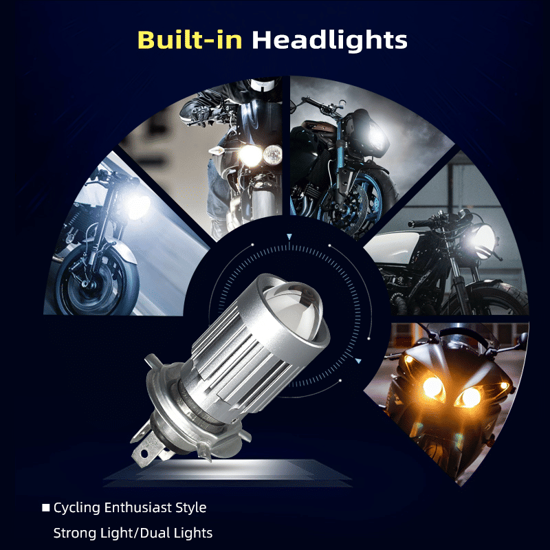 V10 Motorcycle LED Headlight Bulb: 12000Lm Dual-Color 24W Hi/Lo Beam