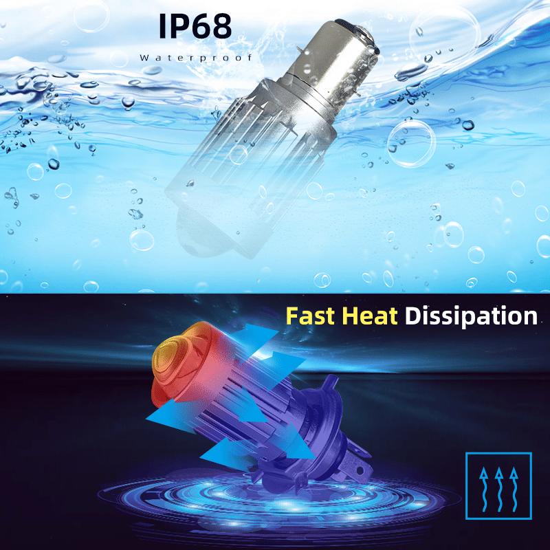 V10 Motorcycle LED Headlight Bulb: 12000Lm Dual-Color 24W Hi/Lo Beam