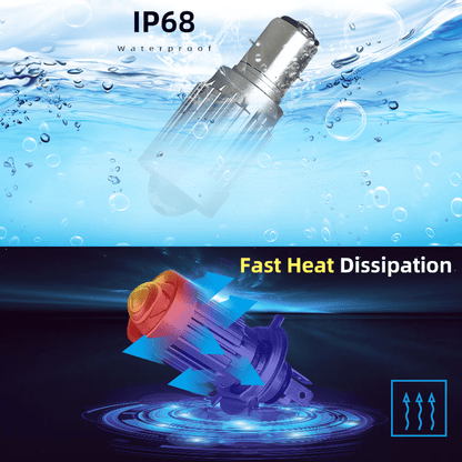 V10 Motorcycle LED Headlight Bulb: 12000Lm Dual-Color 24W Hi/Lo Beam