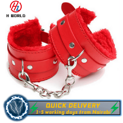 HW Premium Leather Chain Handcuffs Restraints - Adult Sex Toys for Couples