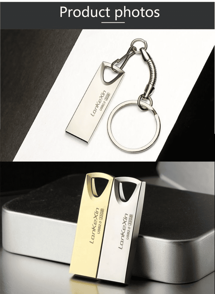Premium Metal USB Flash Drive: High-Speed 2.0 Data Storage Disk, 16GB 32GB 64GB