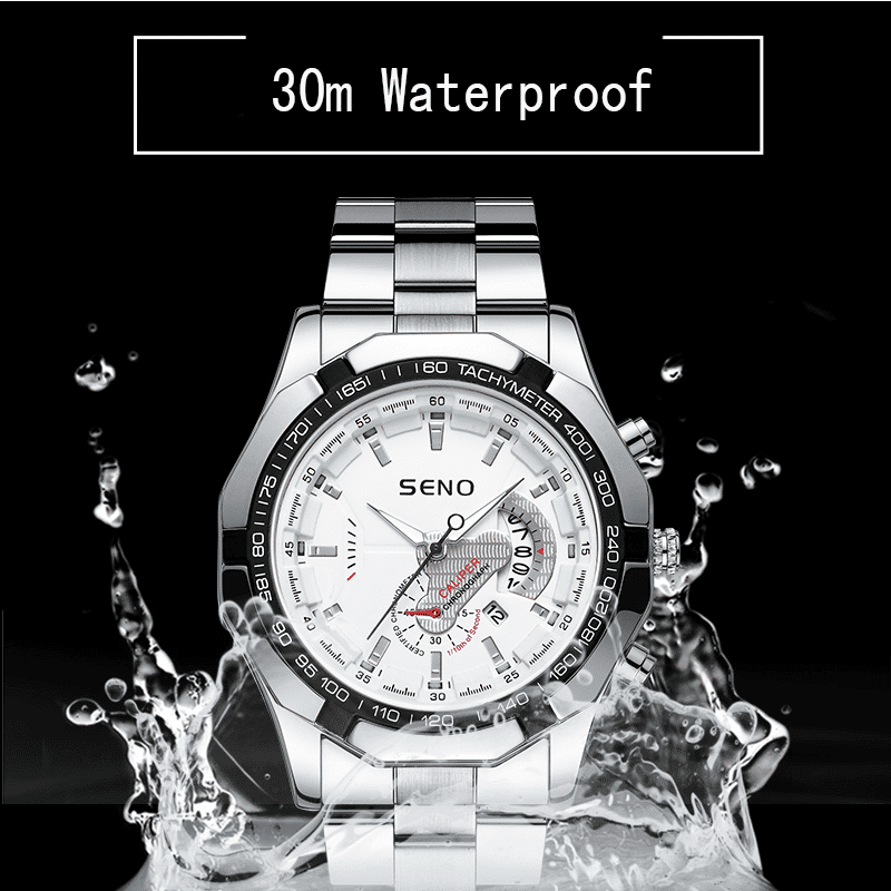 Men's Large Dial Waterproof Calendar Watch - Fashion Business Stainless Steel