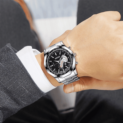 Men's Large Dial Waterproof Calendar Watch - Fashion Business Stainless Steel