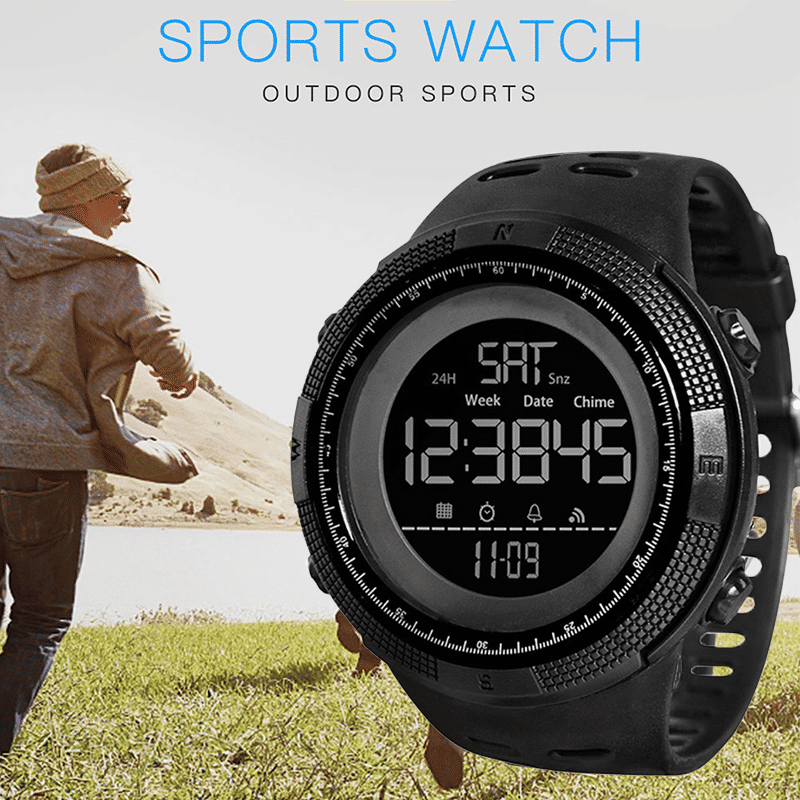 Men's Multifunction LED Digital Sport Watch - Waterproof Chronograph Alarm