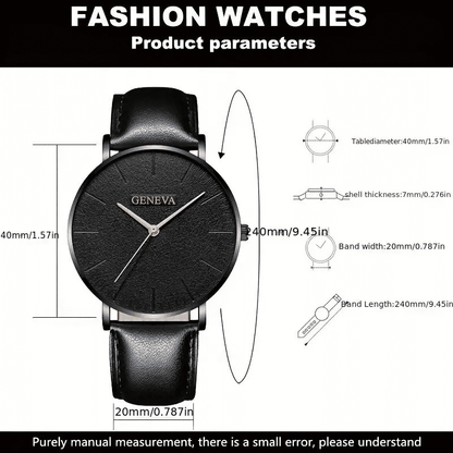 Luxury 4-Piece Men's Fashion Sports Quartz Watch Set Brown Leather Bracelet