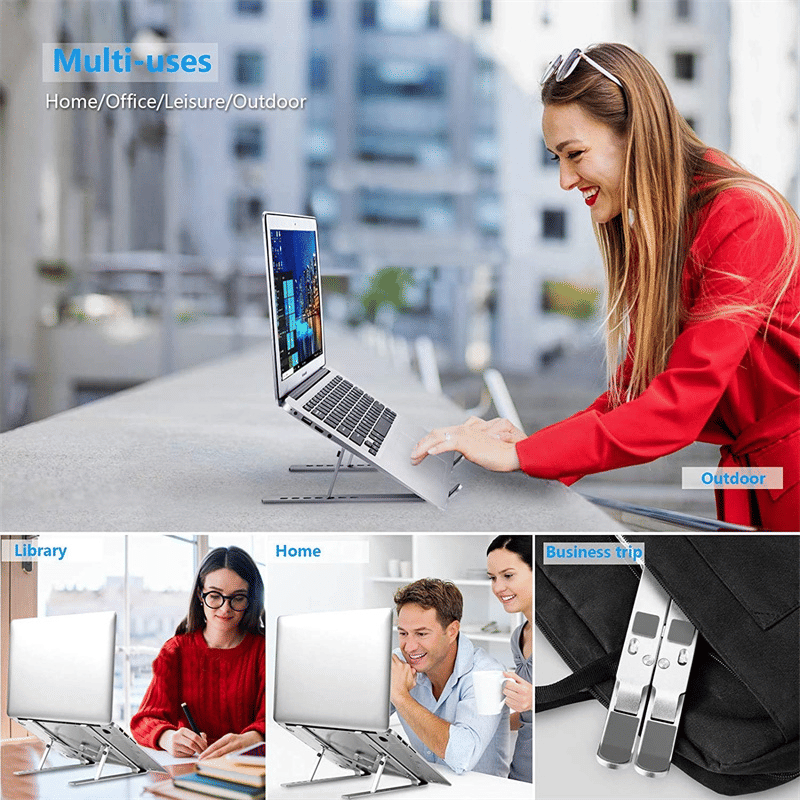 RichRipple Premium Aluminum Alloy Foldable Laptop Stand - Ergonomic Adjustable Riser
