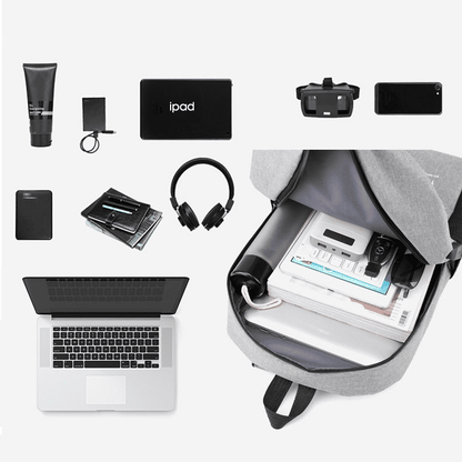 Durable 3-Piece Men's Anti-Theft USB Laptop Backpack Set: School, Travel, Leisure