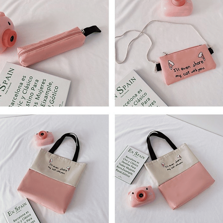 Stylish 4-Piece Nylon Handbag Set: Backpack, Tote, Crossbody, Clutch, Wallet