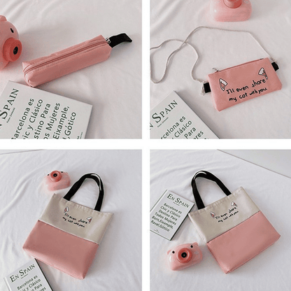 Stylish 4-Piece Nylon Handbag Set: Backpack, Tote, Crossbody, Clutch, Wallet