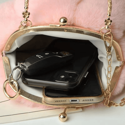 Charming Plush Rabbit Ear Crossbody Bag for Women - Soft Wool Handbag