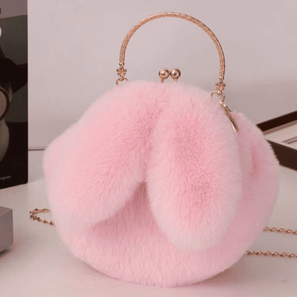 Charming Plush Rabbit Ear Crossbody Bag for Women - Soft Wool Handbag