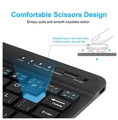 Ultra-Portable JC Mini Bluetooth Wireless Rechargeable Keyboard for Tablets & Laptops