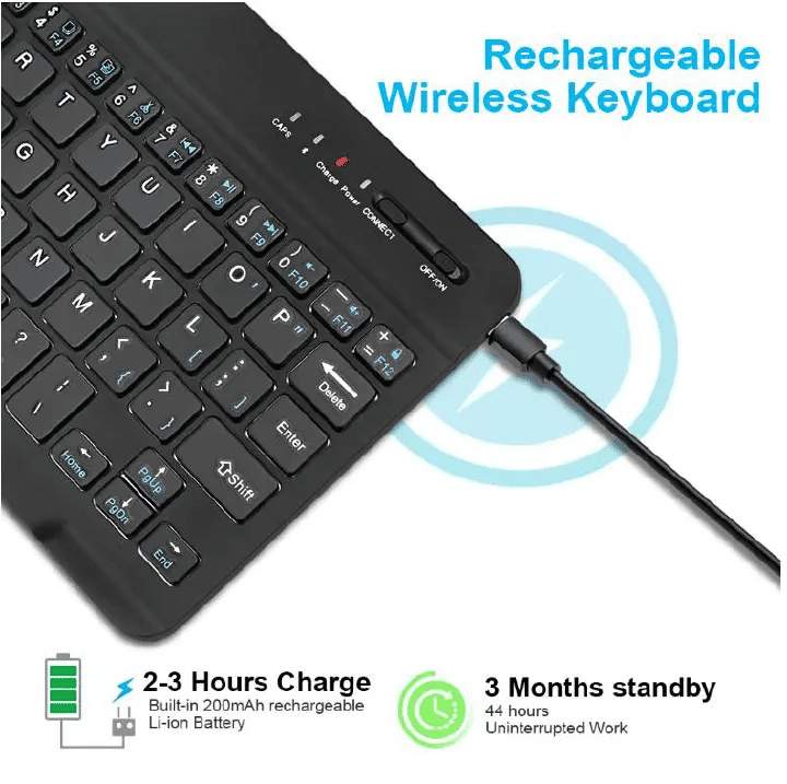 Ultra-Portable JC Mini Bluetooth Wireless Rechargeable Keyboard for Tablets & Laptops