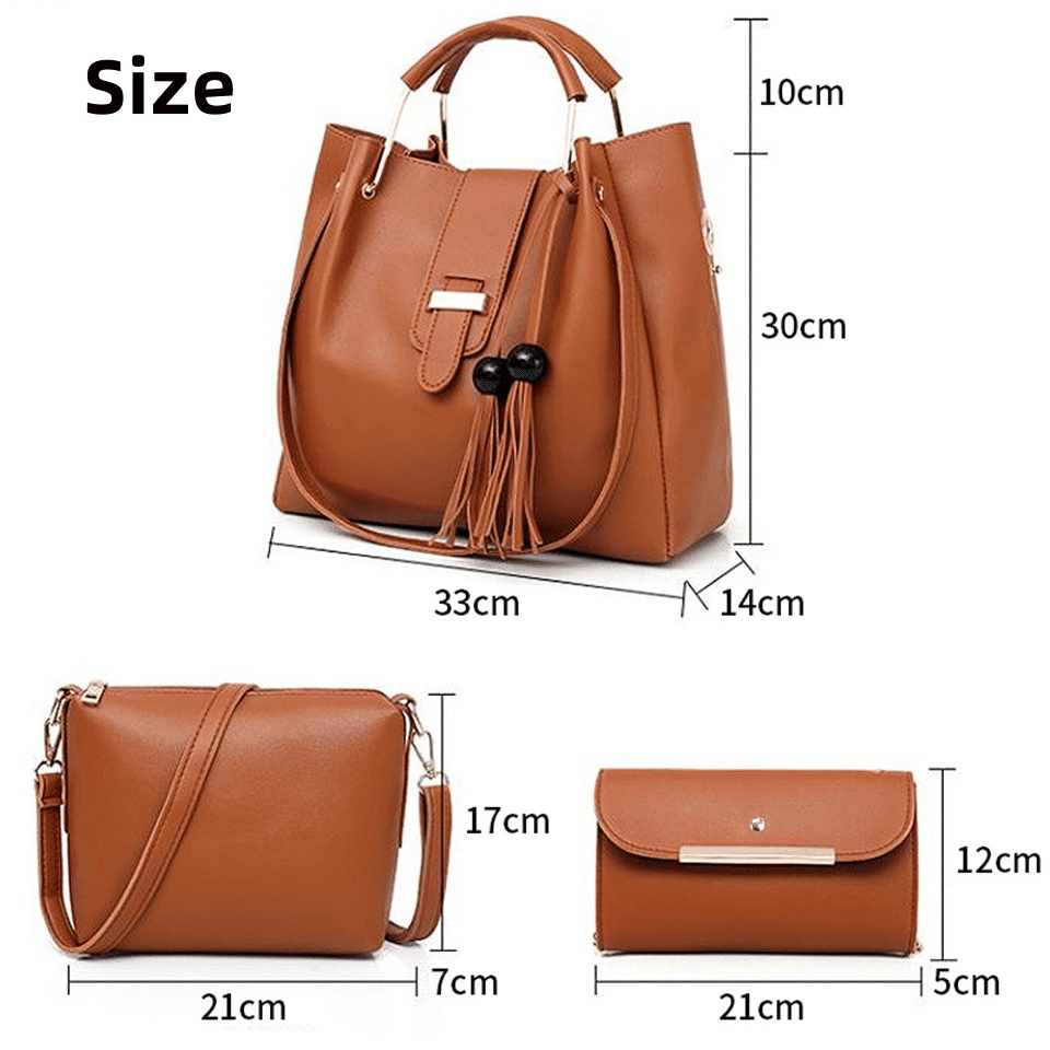Stylish 3-Piece Women's Handbag Set: Tote, Crossbody, Purse for Ladies