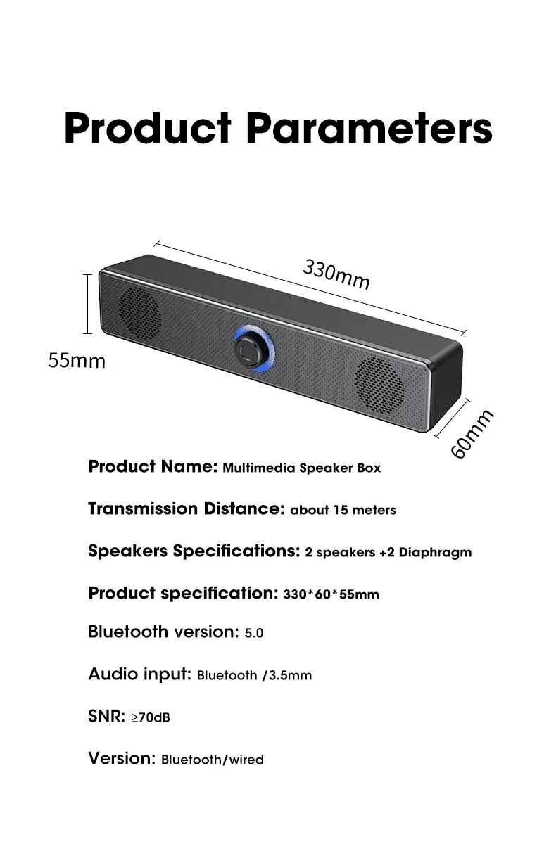 Powerful 4D Surround Bluetooth Soundbar for TV, Computer, Home Theater Stereo