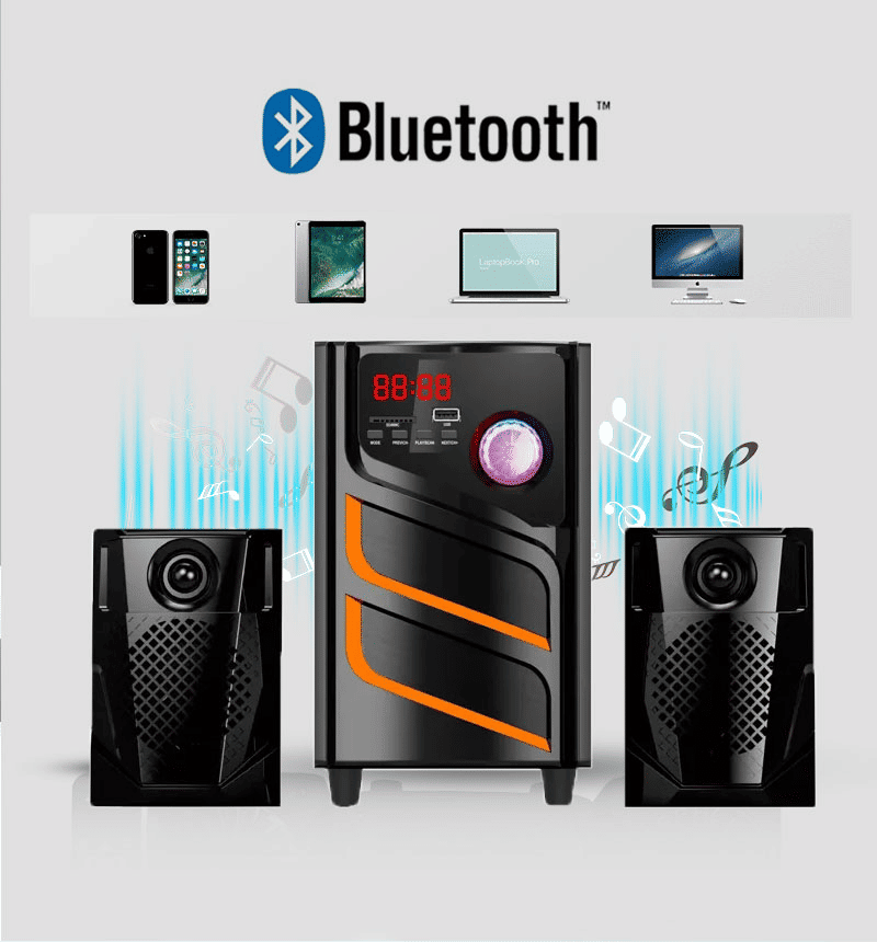 TAGWOOD LS-421E 2.1CH 6000W PMPO Home Audio Speaker System Bluetooth FM USB Powerful Bass