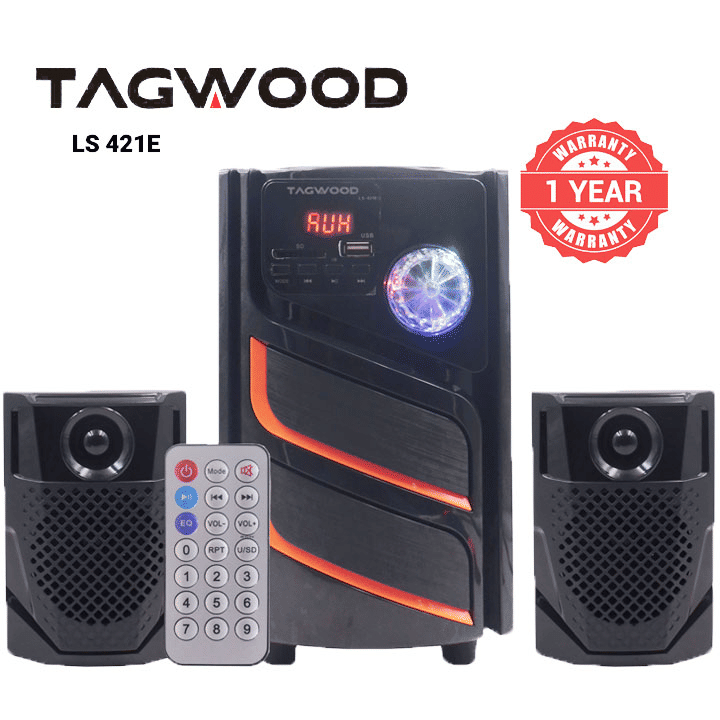 TAGWOOD LS-421E 2.1CH 6000W PMPO Home Audio Speaker System Bluetooth FM USB Powerful Bass