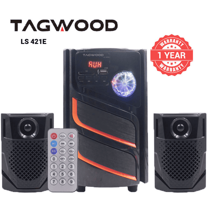 TAGWOOD LS-421E 2.1CH 6000W PMPO Home Audio Speaker System Bluetooth FM USB Powerful Bass