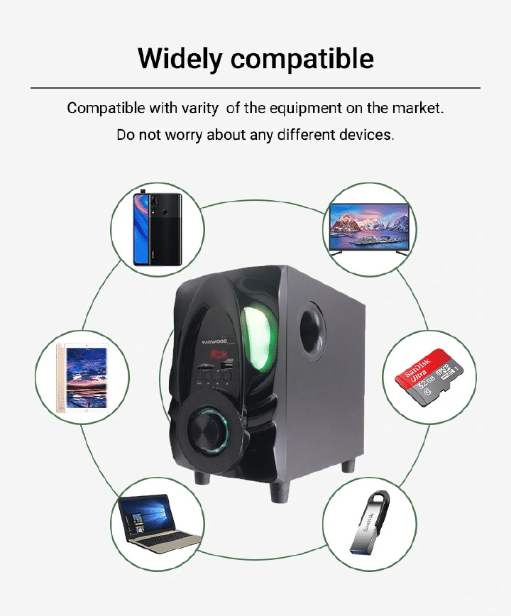 Tagwood LS-421H 2.1CH 6000W PMPO Bluetooth Subwoofer Speaker System