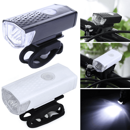 USB Rechargeable LED Bike Light Set: Front Headlight, Rear Taillight