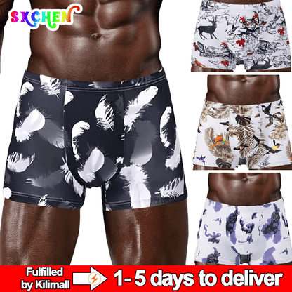 SXCHEN 4-Pack Men's Ultra-Soft Stretch Boxer Briefs | Breathable Plus Size Underwear