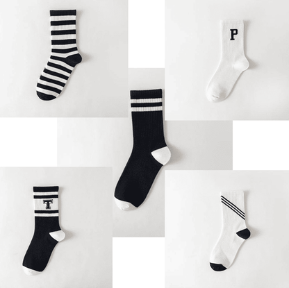 SXCHEN Unisex 5 Pairs Athletic Mid-Calf Socks - Trendy Sport & Casual