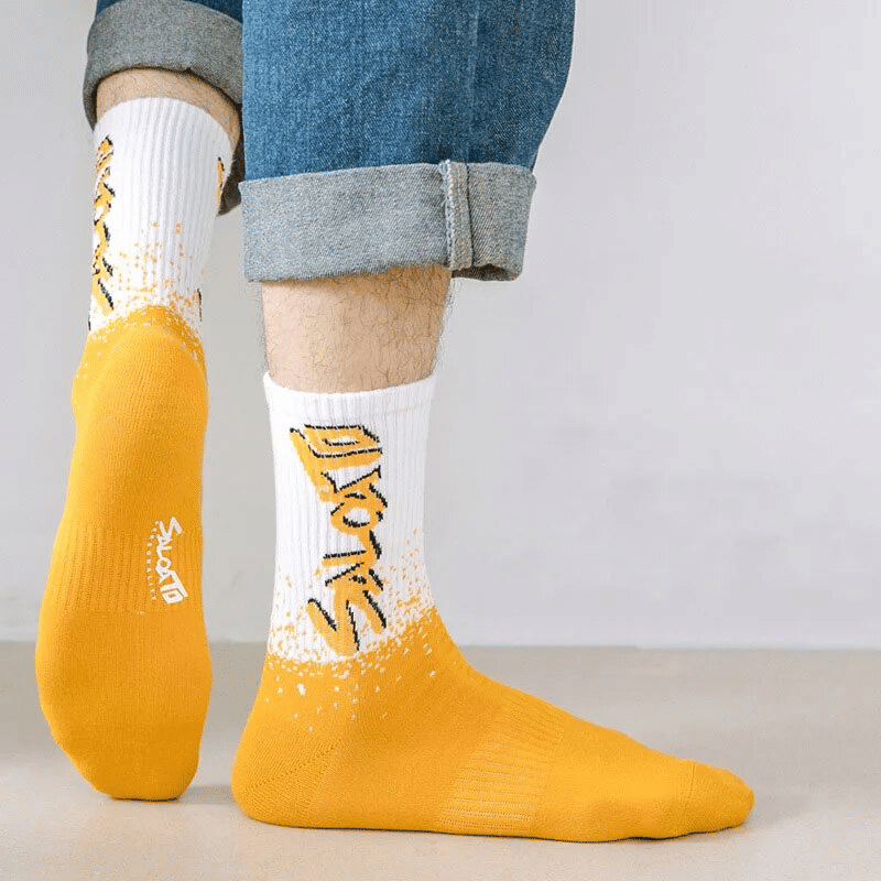 SXCHEN Men's Mid-Calf Athletic Socks: Trendy 5-Pack Cotton Blend Sports