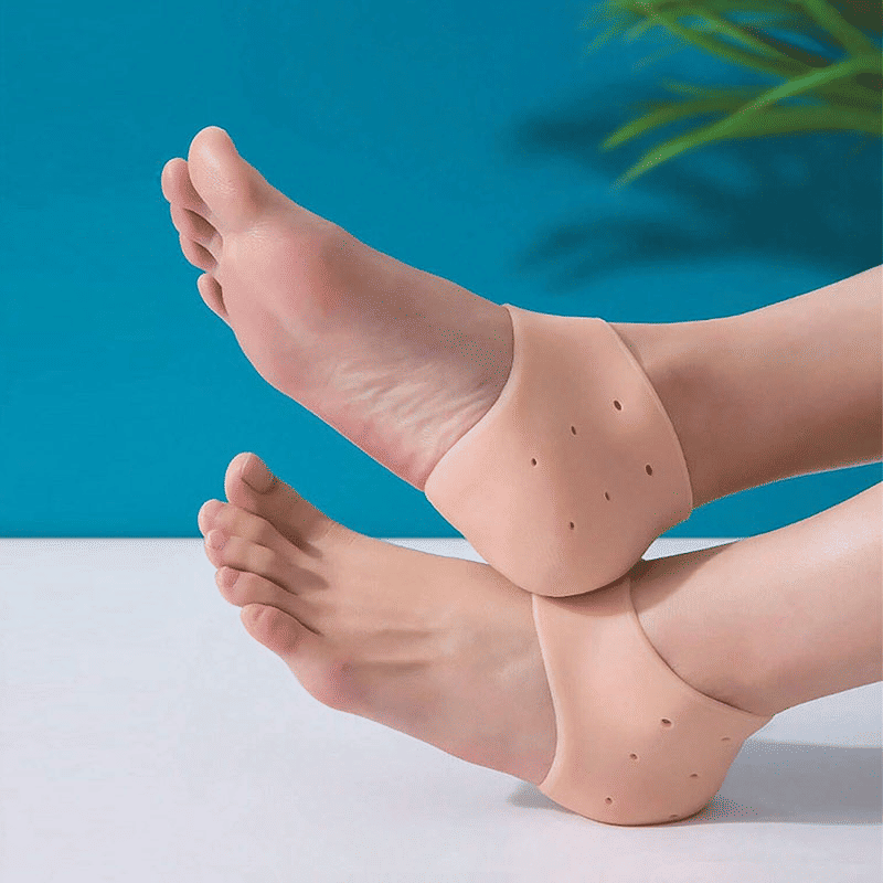 SXCHEN 2 Pairs Silicone Heel Protectors for Dry Cracked Heels & Pain Relief