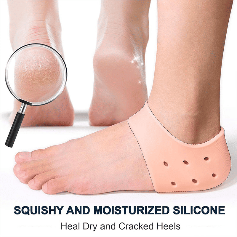 SXCHEN 2 Pairs Silicone Heel Protectors for Dry Cracked Heels & Pain Relief