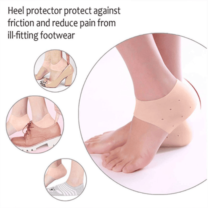SXCHEN 2 Pairs Silicone Heel Protectors for Dry Cracked Heels & Pain Relief