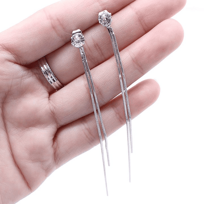 Elegant Long Crystal Tassel Dangle Earrings for Women: Wedding, Gift, Fashion