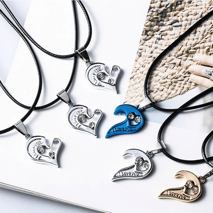 Romantic Couple Heart Pendant Necklace Set 'I Love You' Jewelry Gift