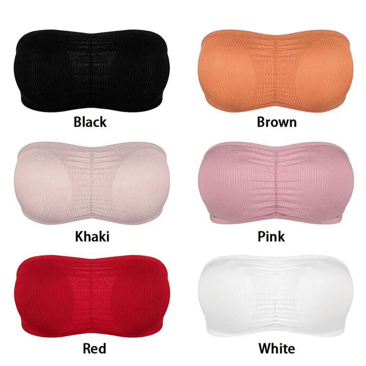 Women's Strapless Ruched Push-Up Bra: Padded, Backless, Wireless Bralette Lingerie