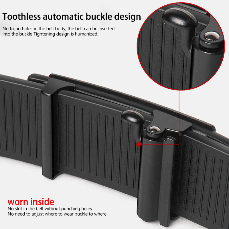 Men's Automatic Buckle PU Leather Belt - Toothless High-Quality Strap for Casual & Business