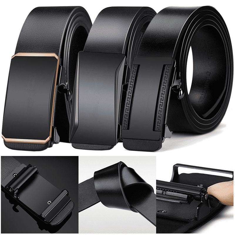 Men's Automatic Buckle PU Leather Belt - Toothless High-Quality Strap for Casual & Business