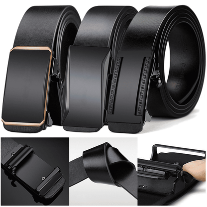 Men's Automatic Buckle PU Leather Belt - Toothless High-Quality Strap for Casual & Business