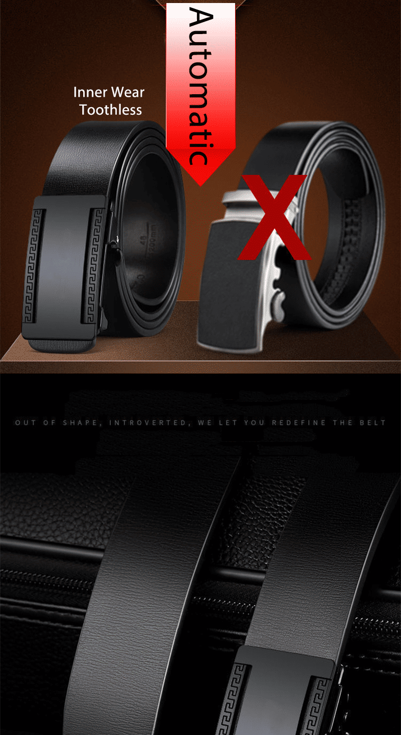 Men's Automatic Buckle PU Leather Belt - Toothless High-Quality Strap for Casual & Business