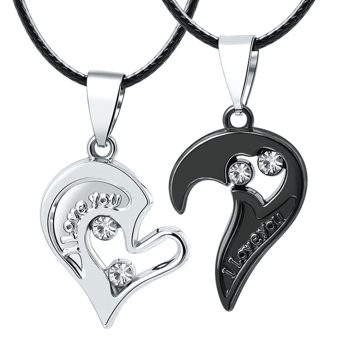 Romantic Couple Heart Pendant Necklace Set 'I Love You' Jewelry Gift
